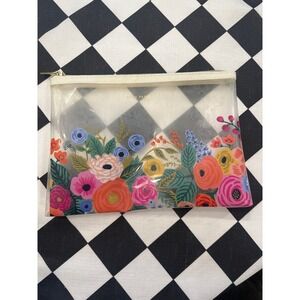 Rifle Paper Co Floral Clear Pouch Cosmetic Travel Zipper Bag floral modern boho